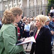 Bernie Smyth being interviewed outside of Belfast high court